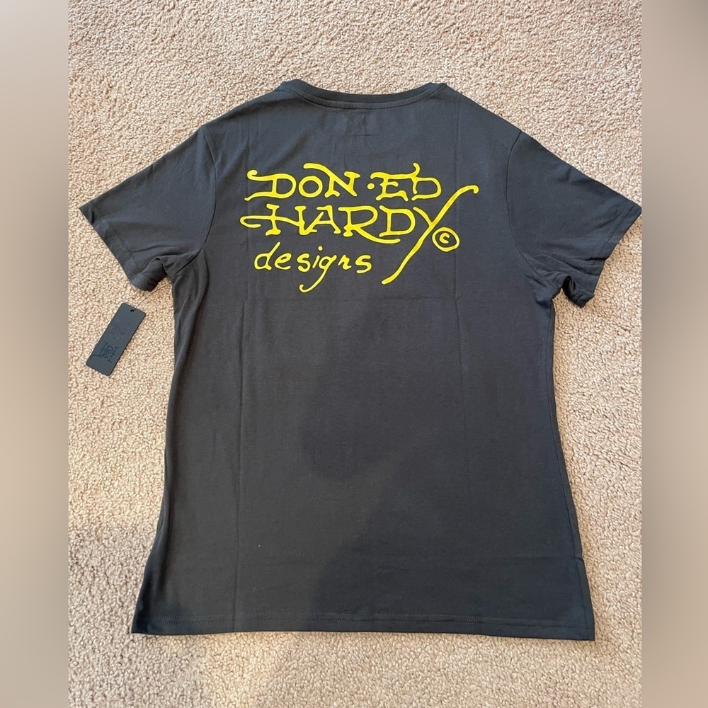 ED HARDY Ace Skull Men's Charcoal Gray T-shirt - Picture 10 of 11